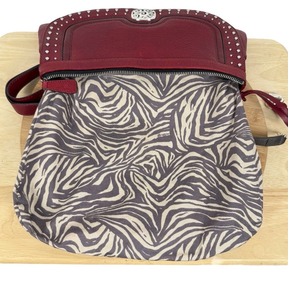 Y2K Brighton Bowie Red Leather Studded Shoulder Bag with Silver Heart Charm - Picture 13 of 16